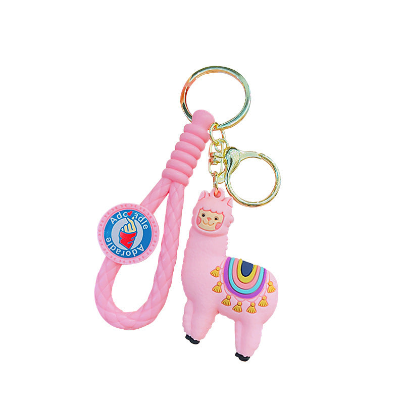 Wholesale Rainbow Alpaca Doll Soft Rubber Keychains